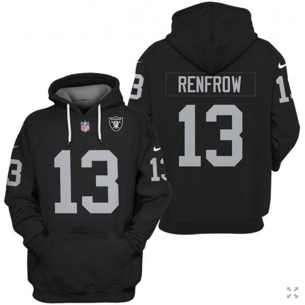 Men's Las Vegas Raiders #13 Hunter Renfrow 2021 Inaugural Patch Black Pullover Hoodie